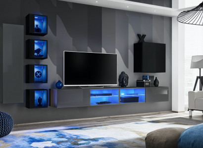 Einrichtung Modern Möbel Wohnzimmer Komplett Wohnwand Holzmöbel TV-Ständer